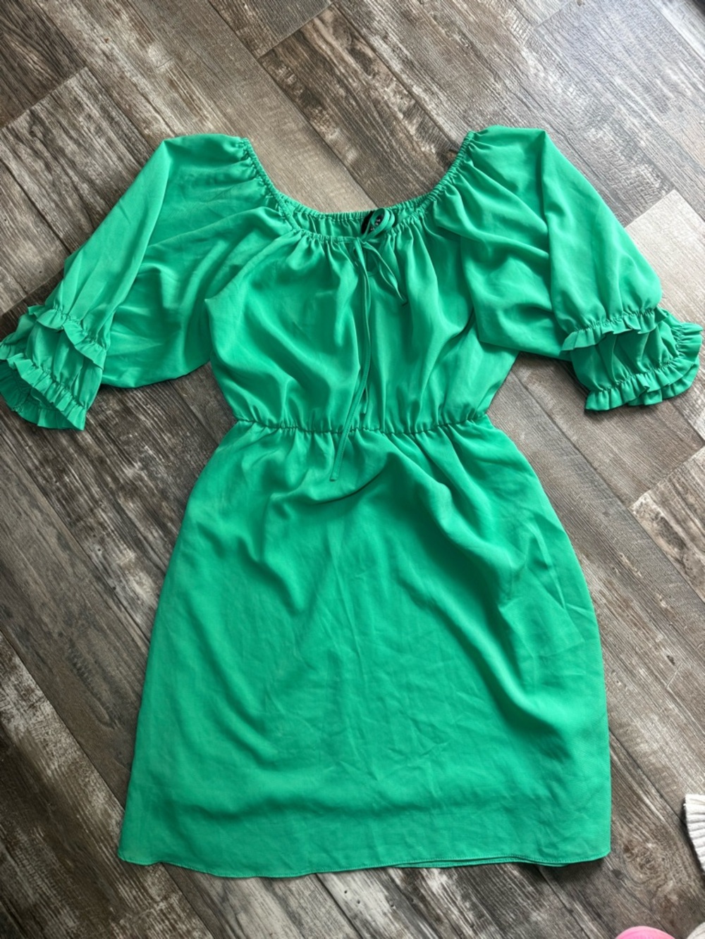 Hot and Delicious Green Off-Shoulder Puff-Sleeve Dress